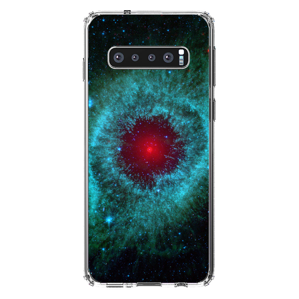 Blue Teal Black Helix Nebula Clear Shockproof iPhone Case, view 16
