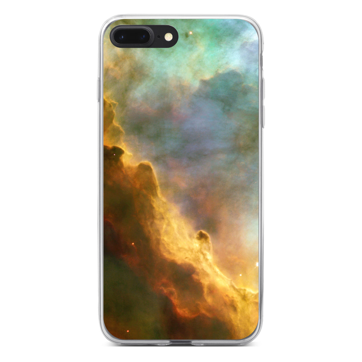 Blue Orange Red Omega Nebula Clear Shockproof iPhone Case, view 6
