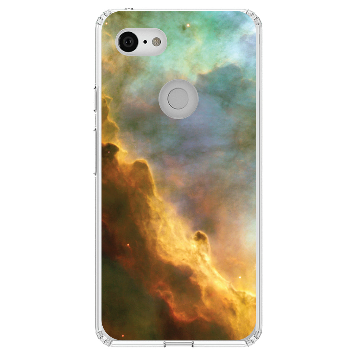 Blue Orange Red Omega Nebula Clear Shockproof iPhone Case, view 21
