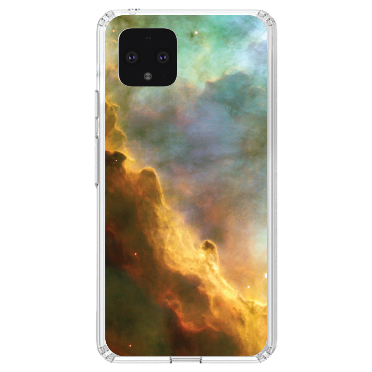Blue Orange Red Omega Nebula Clear Shockproof iPhone Case, view 23