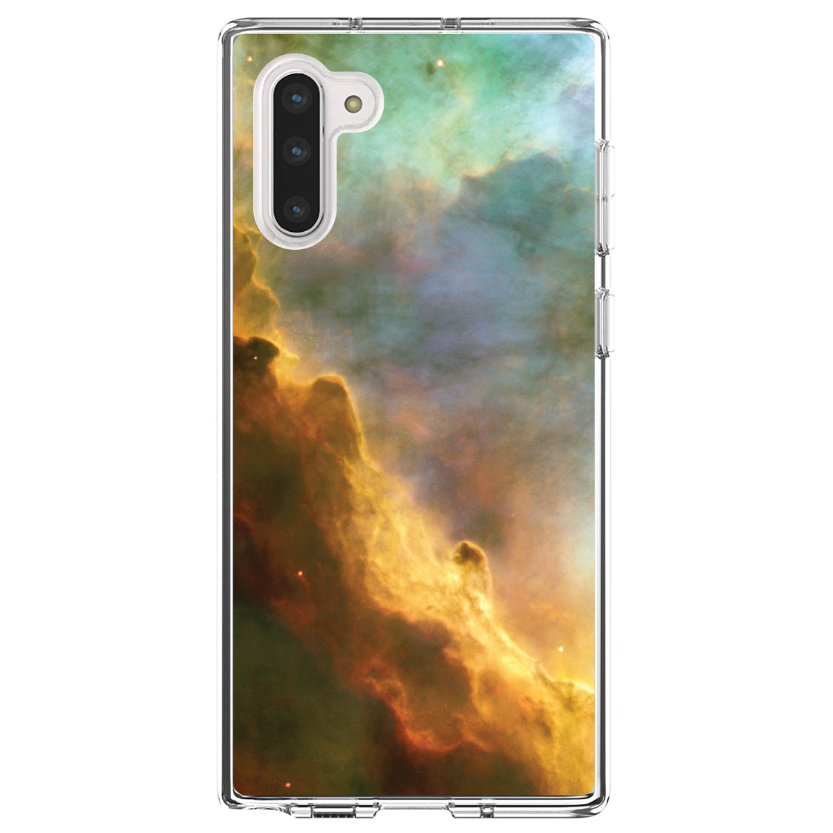 Blue Orange Red Omega Nebula Clear Shockproof iPhone Case, view 9
