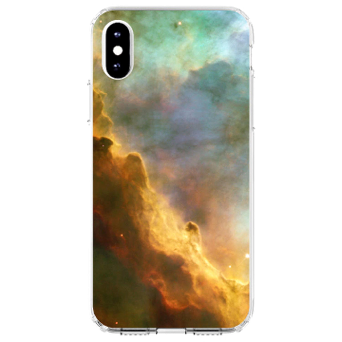 Blue Orange Red Omega Nebula Clear Shockproof iPhone Case, view 3