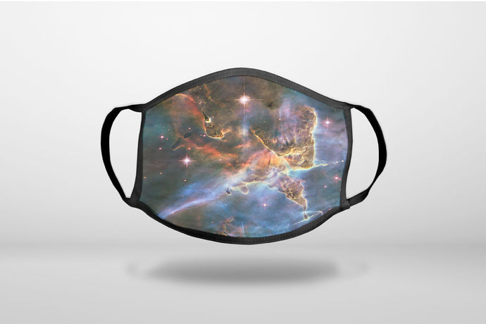Blue Pink Orange Carina Nebula - 3-Ply Reusable Soft Face Mask Covering, Unisex, Cotton Inner Layer