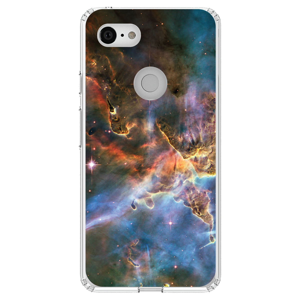 Blue Pink Orange Carina Nebula Clear Shockproof iPhone Case, view 21
