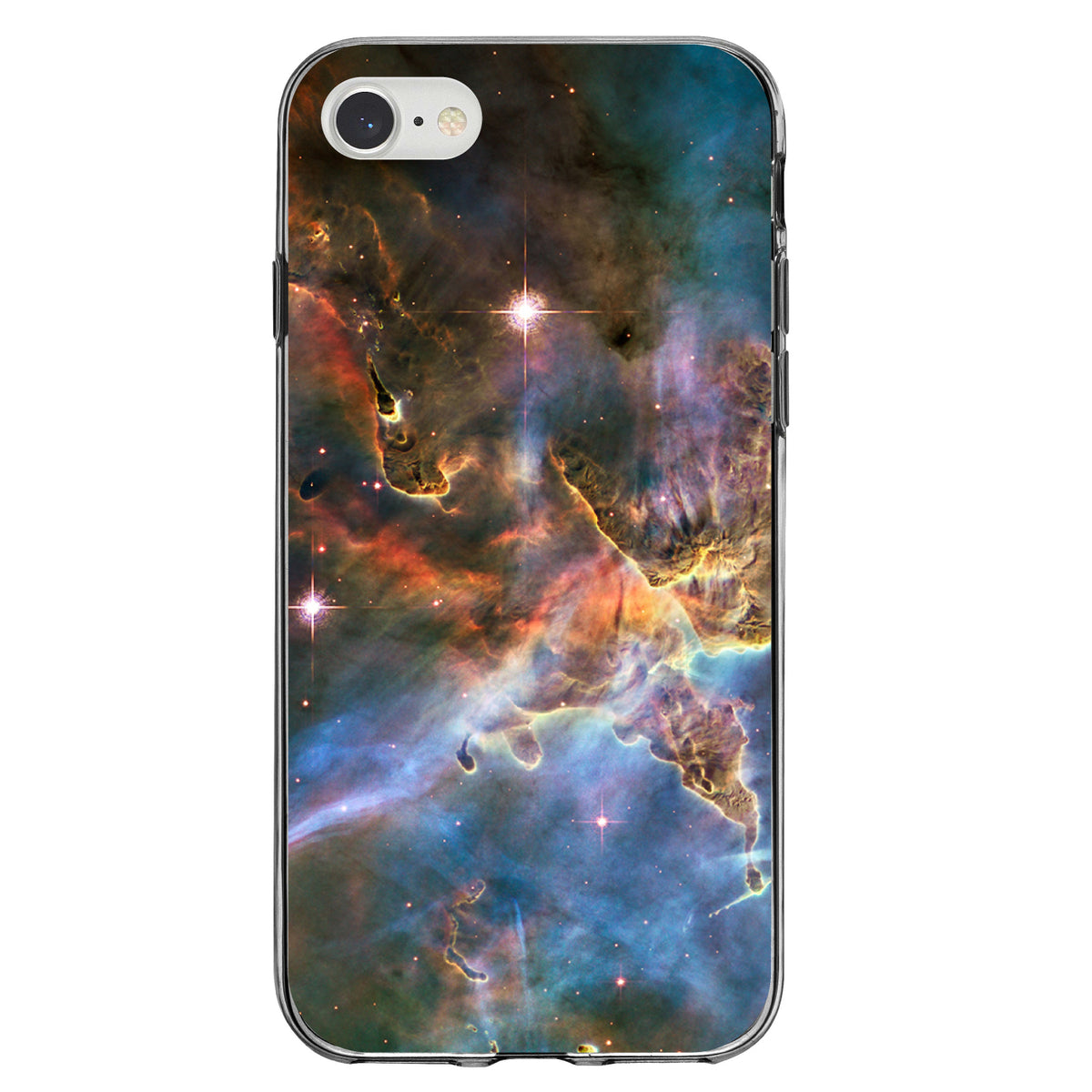 Blue Pink Orange Carina Nebula Clear Shockproof iPhone Case, view 5