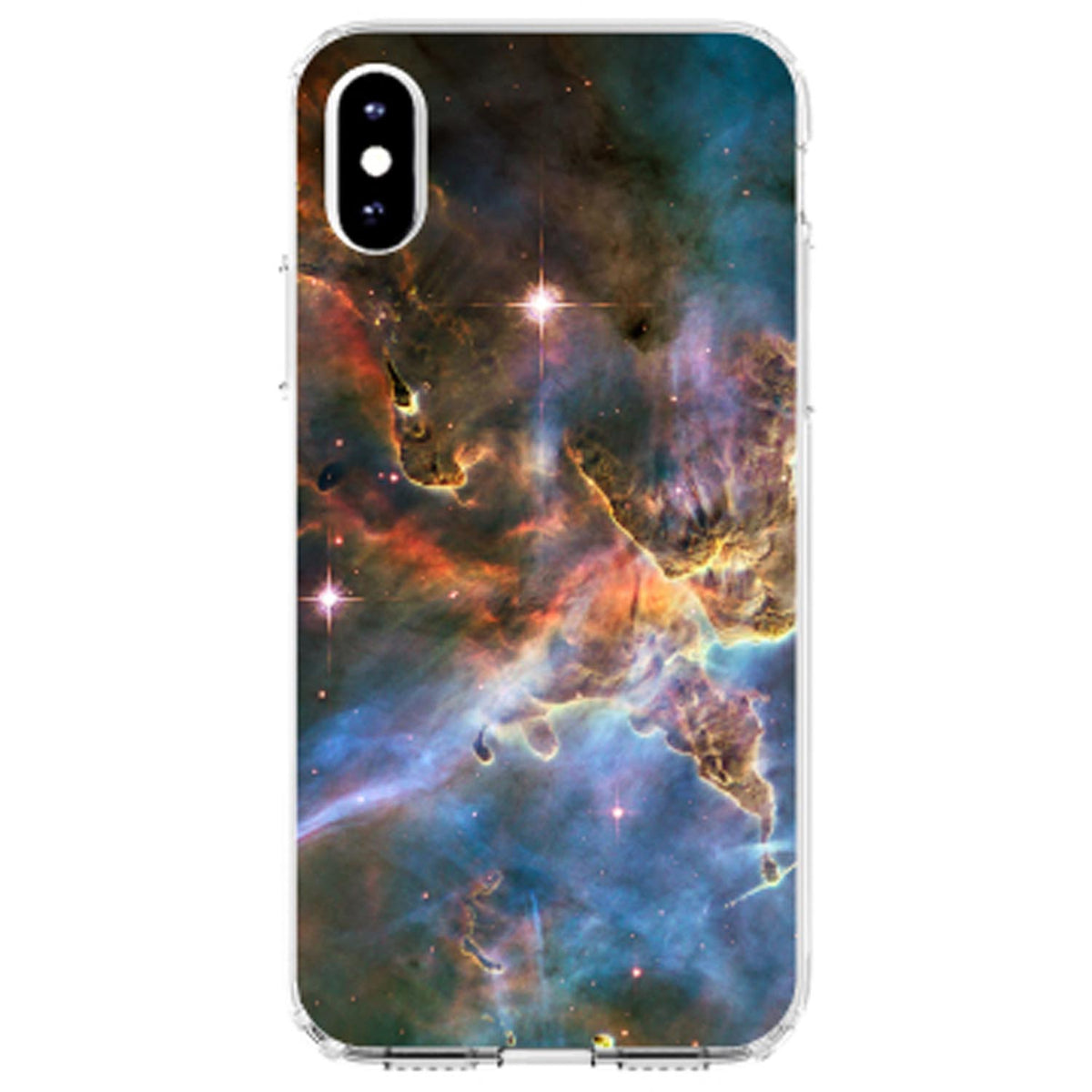Blue Pink Orange Carina Nebula Clear Shockproof iPhone Case, view 3