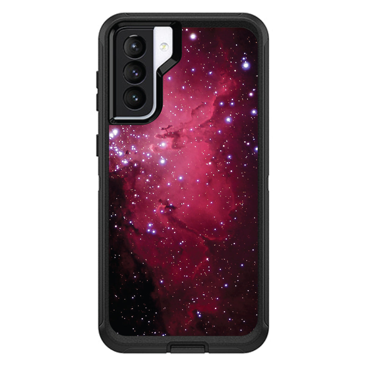 Hot Pink Black Stars Nebula OtterBox Defender Case for iPhone & Galaxy, view 5