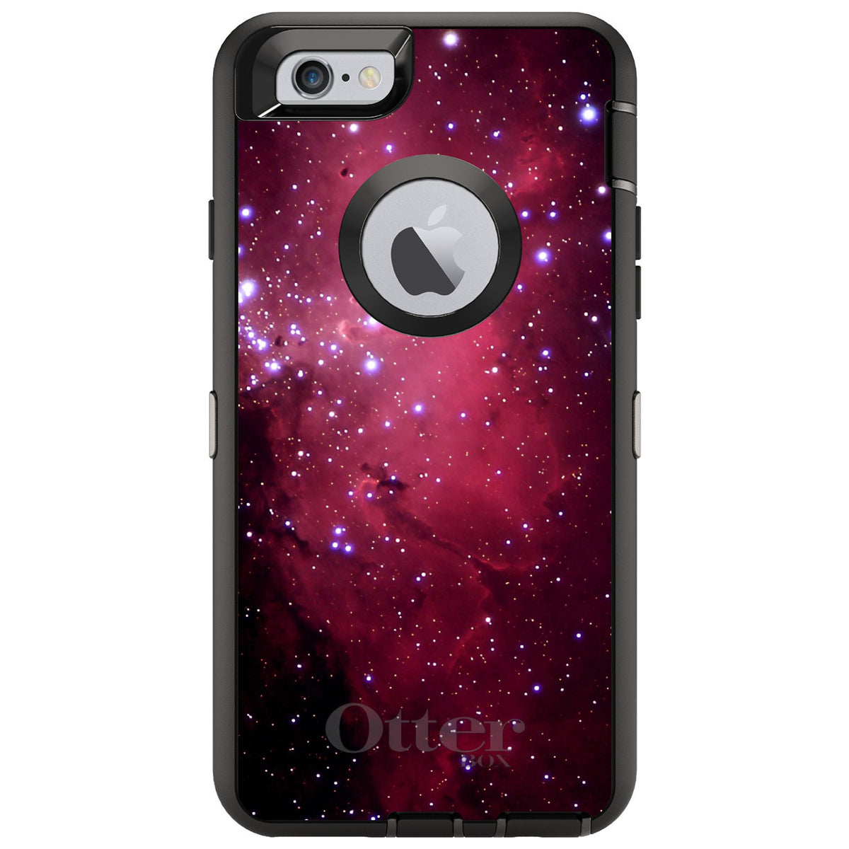 Hot Pink Black Stars Nebula OtterBox Defender Case for iPhone & Galaxy, view 4