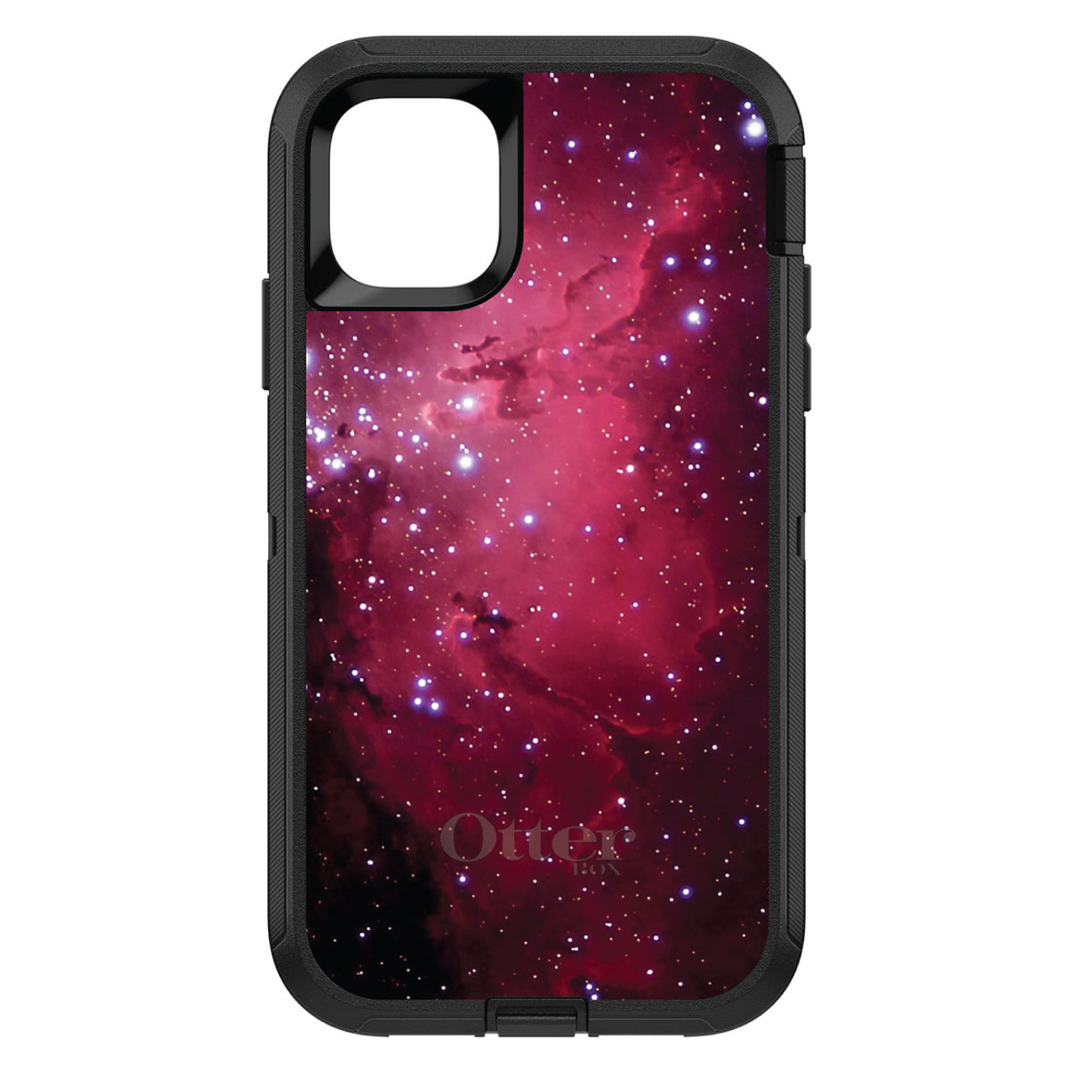 Hot Pink Black Stars Nebula OtterBox Defender Case for iPhone & Galaxy, view 2