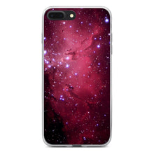 DistinctInk® Clear Shockproof Hybrid Case for Apple iPhone / Samsung Galaxy / Google Pixel - Hot Pink Black Stars Nebula