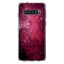 DistinctInk® Clear Shockproof Hybrid Case for Apple iPhone / Samsung Galaxy / Google Pixel - Hot Pink Black Stars Nebula