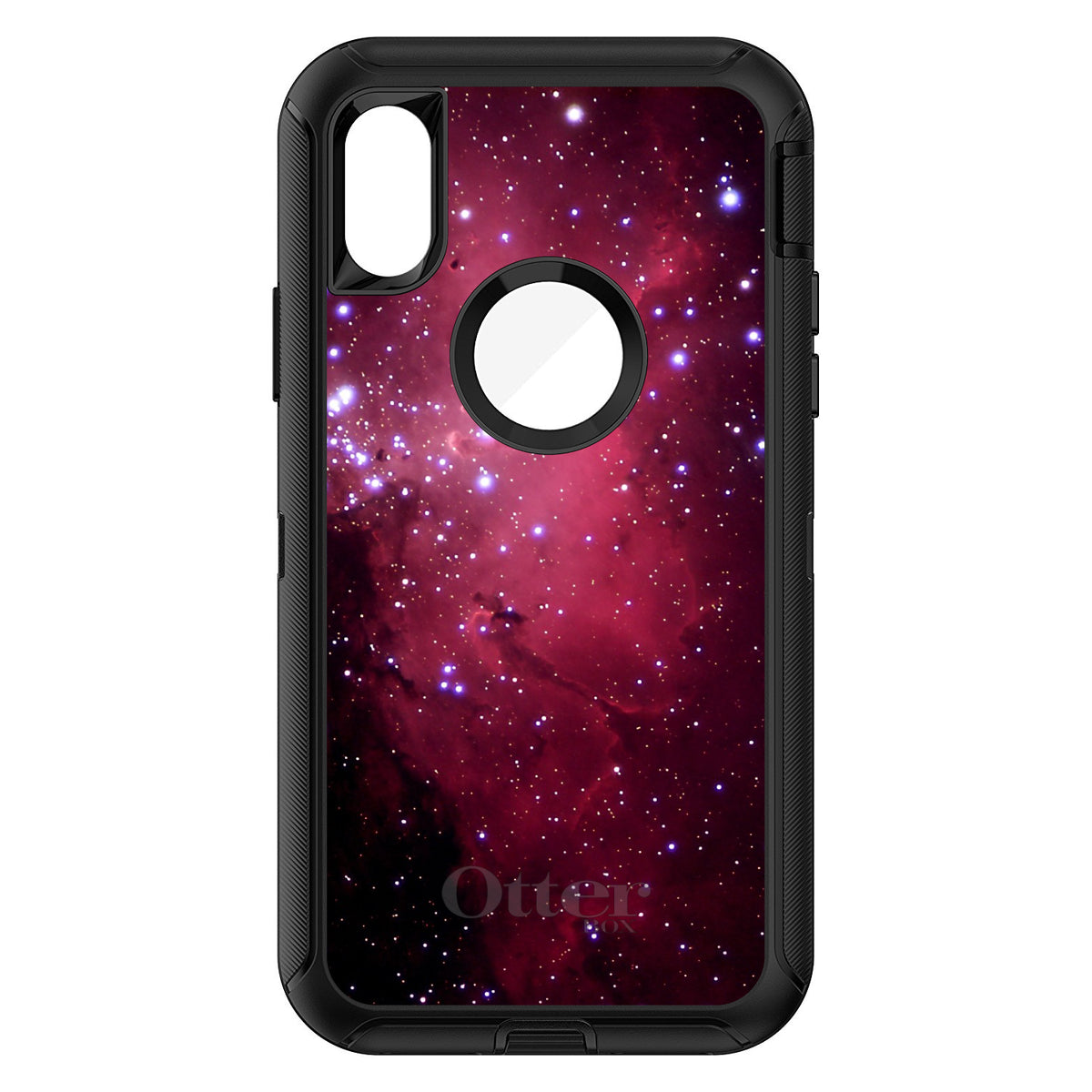 Hot Pink Black Stars Nebula OtterBox Defender Case for iPhone & Galaxy, view 3