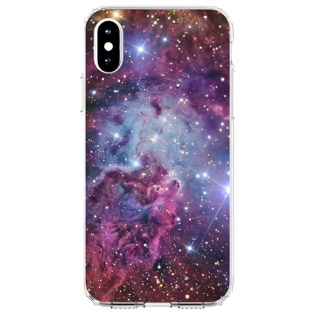Pink Purple Blue Fox Fur Nebula Clear Shockproof iPhone Case, view 4
