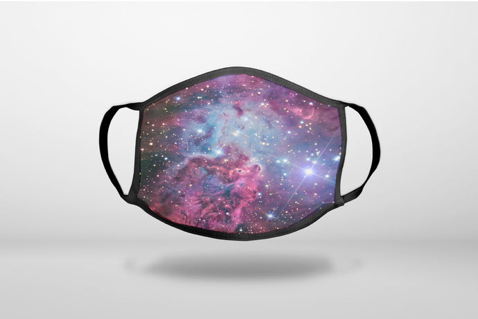 Pink Purple Blue Fox Fur Nebula - 3-Ply Reusable Soft Face Mask Covering, Unisex, Cotton Inner Layer