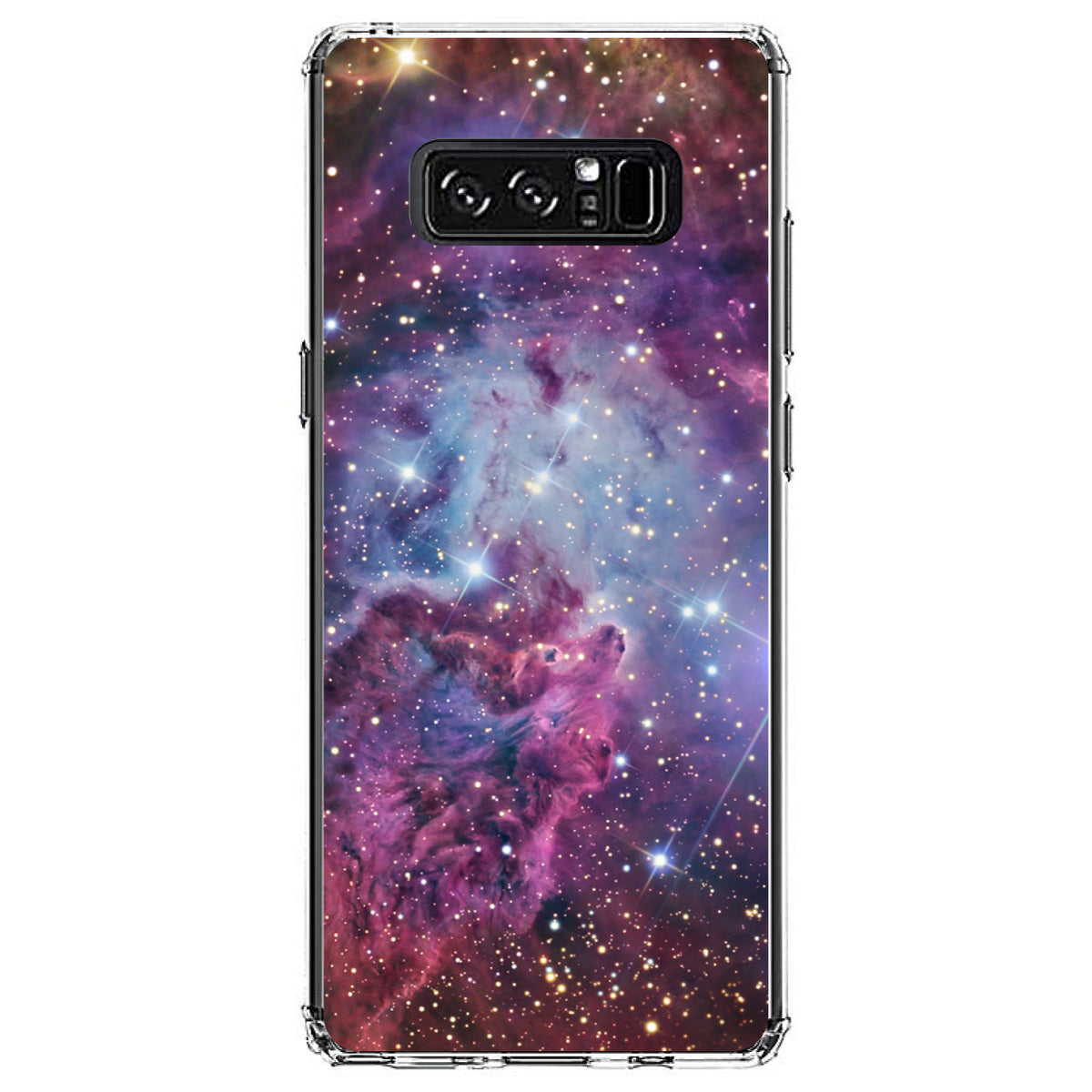 Pink Purple Blue Fox Fur Nebula Clear Shockproof iPhone Case, view 12