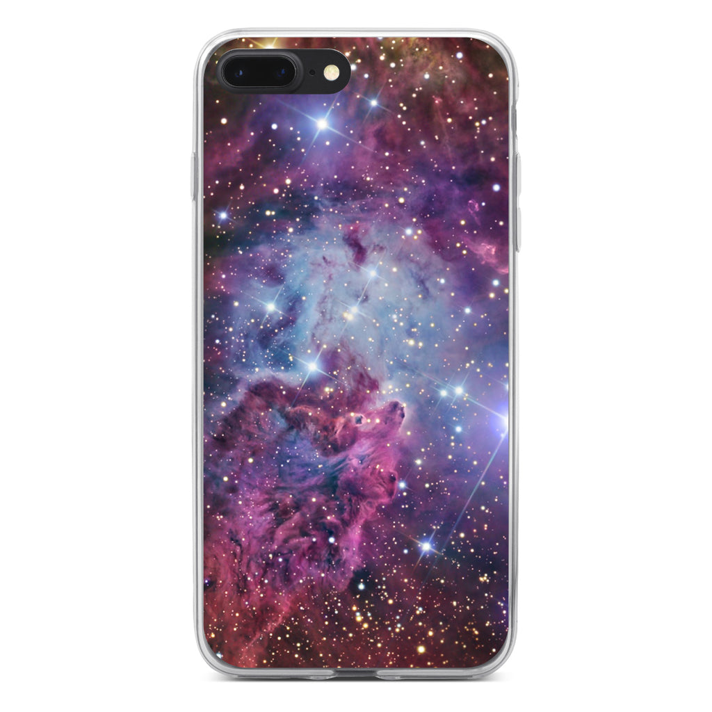 Pink Purple Blue Fox Fur Nebula Clear Shockproof iPhone Case, view 6