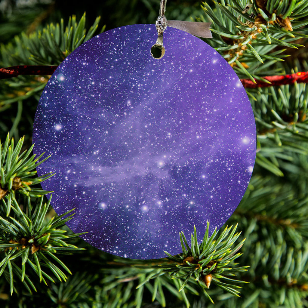 Purple Black White Stars Nebula Ceramic Ornament, view 2