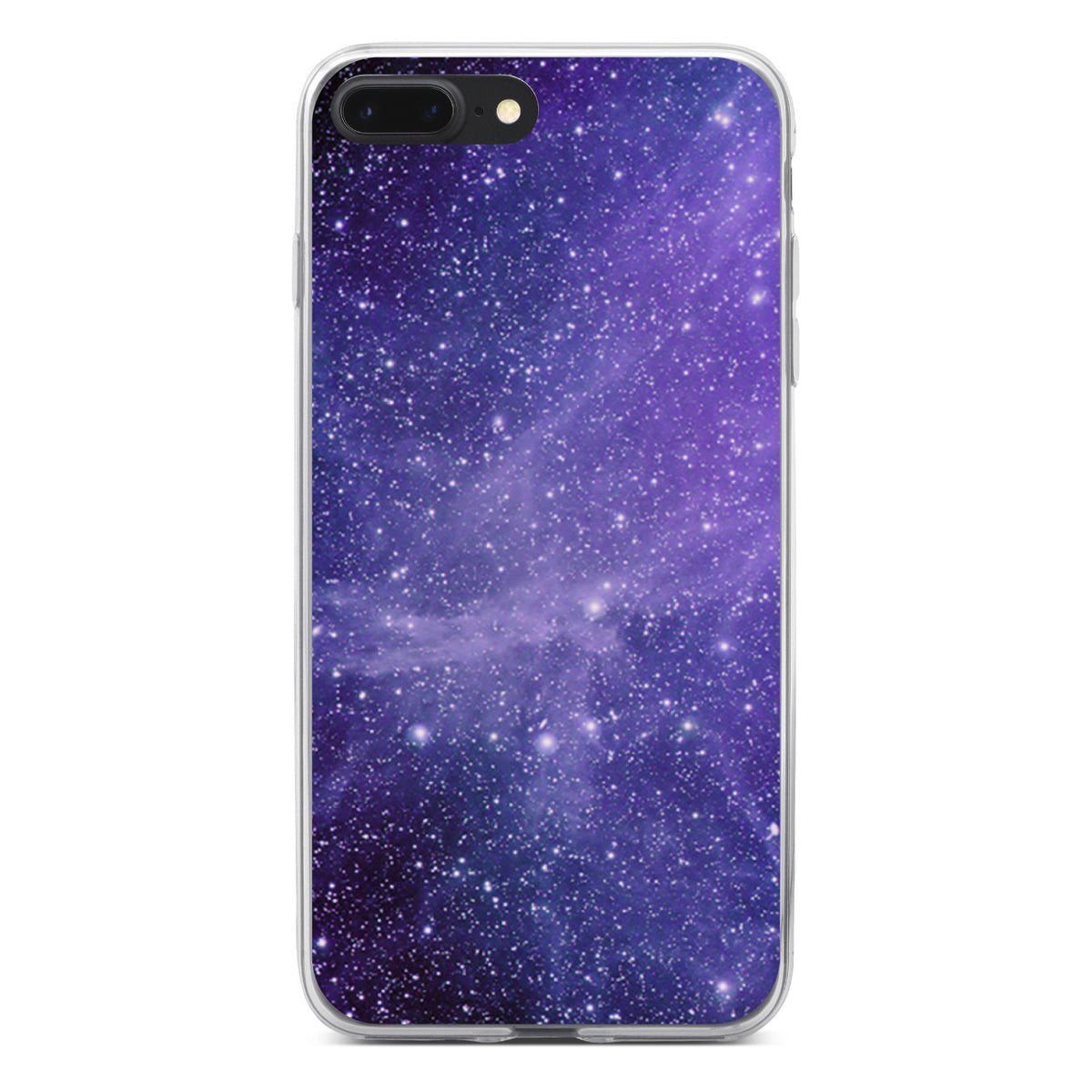 Purple Black White Stars Nebula Clear Shockproof iPhone Case, view 6
