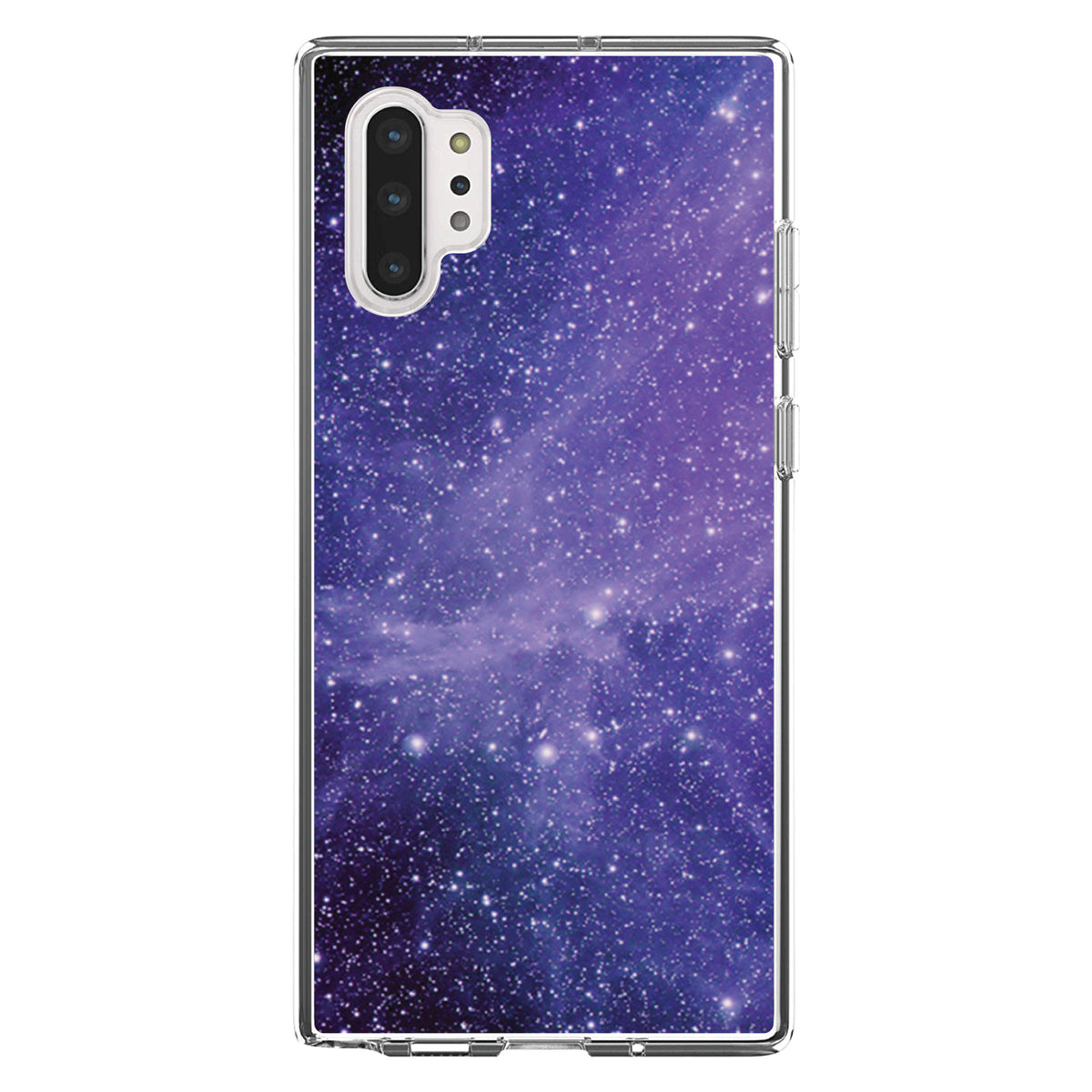 Purple Black White Stars Nebula Clear Shockproof iPhone Case, view 10