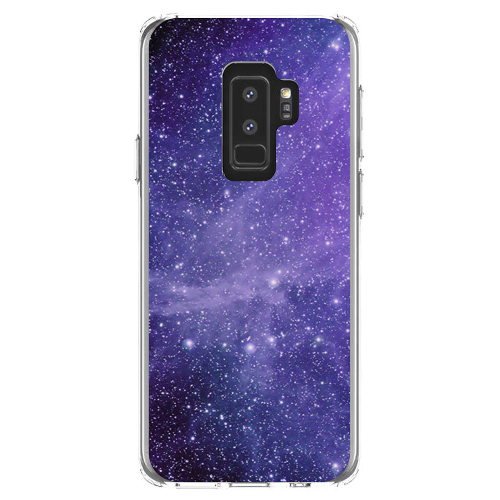 Purple Black White Stars Nebula Clear Shockproof iPhone Case, view 20