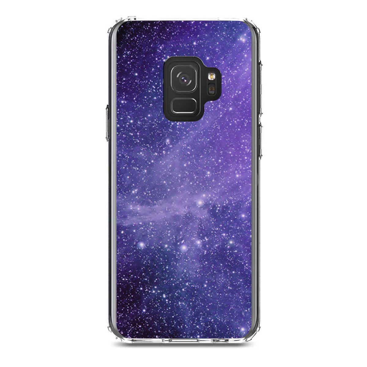 Purple Black White Stars Nebula Clear Shockproof iPhone Case, view 19