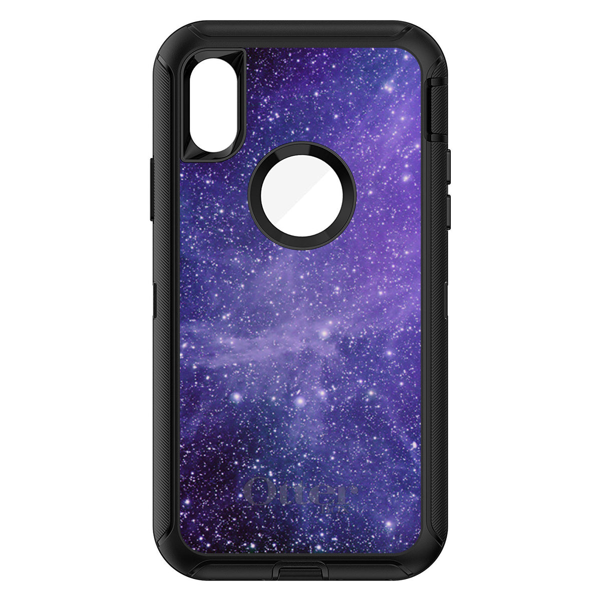 Purple Black White Stars Nebula OtterBox Defender Case for iPhone & Galaxy, view 3