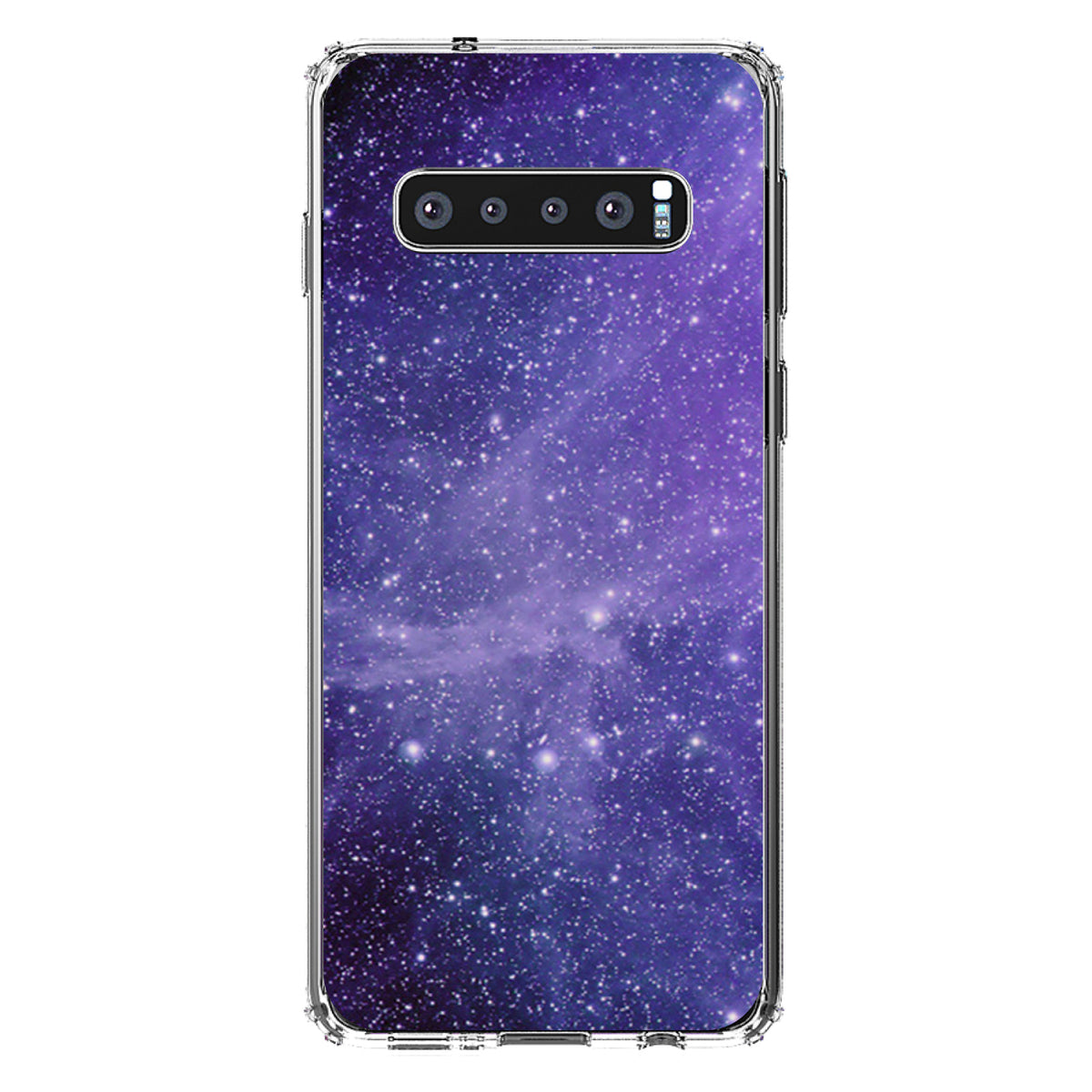 Purple Black White Stars Nebula Clear Shockproof iPhone Case, view 16