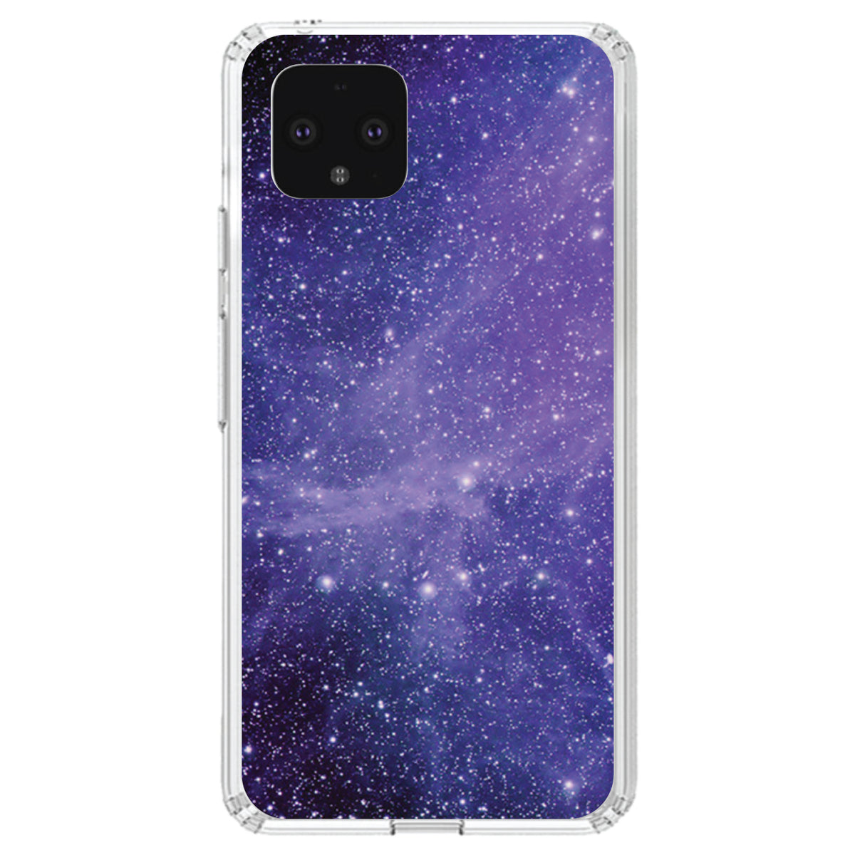 Purple Black White Stars Nebula Clear Shockproof iPhone Case, view 23