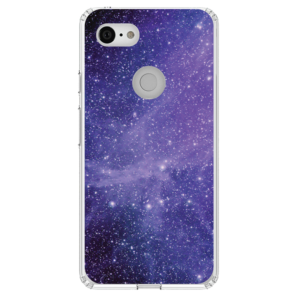 Purple Black White Stars Nebula Clear Shockproof iPhone Case, view 22