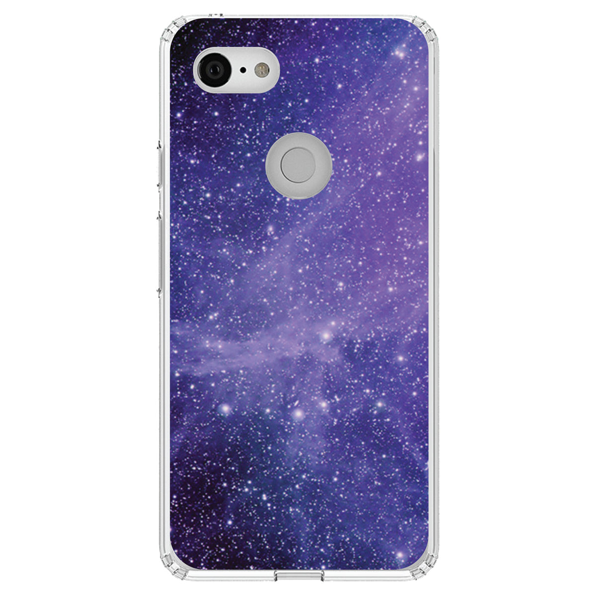 Purple Black White Stars Nebula Clear Shockproof iPhone Case, view 22