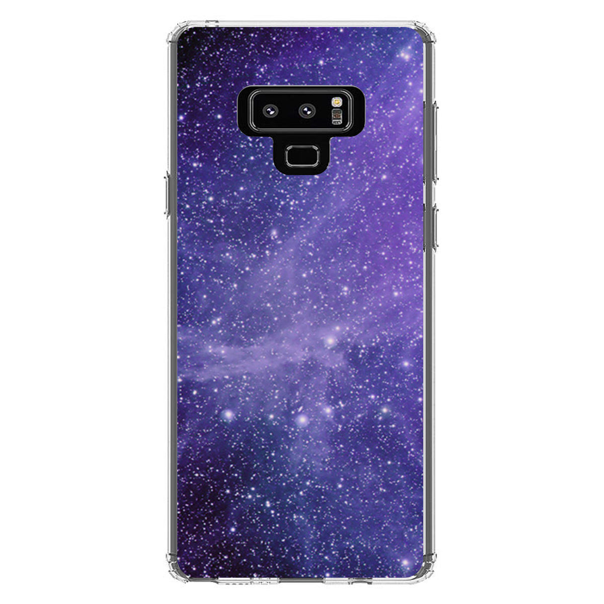 Purple Black White Stars Nebula Clear Shockproof iPhone Case, view 11