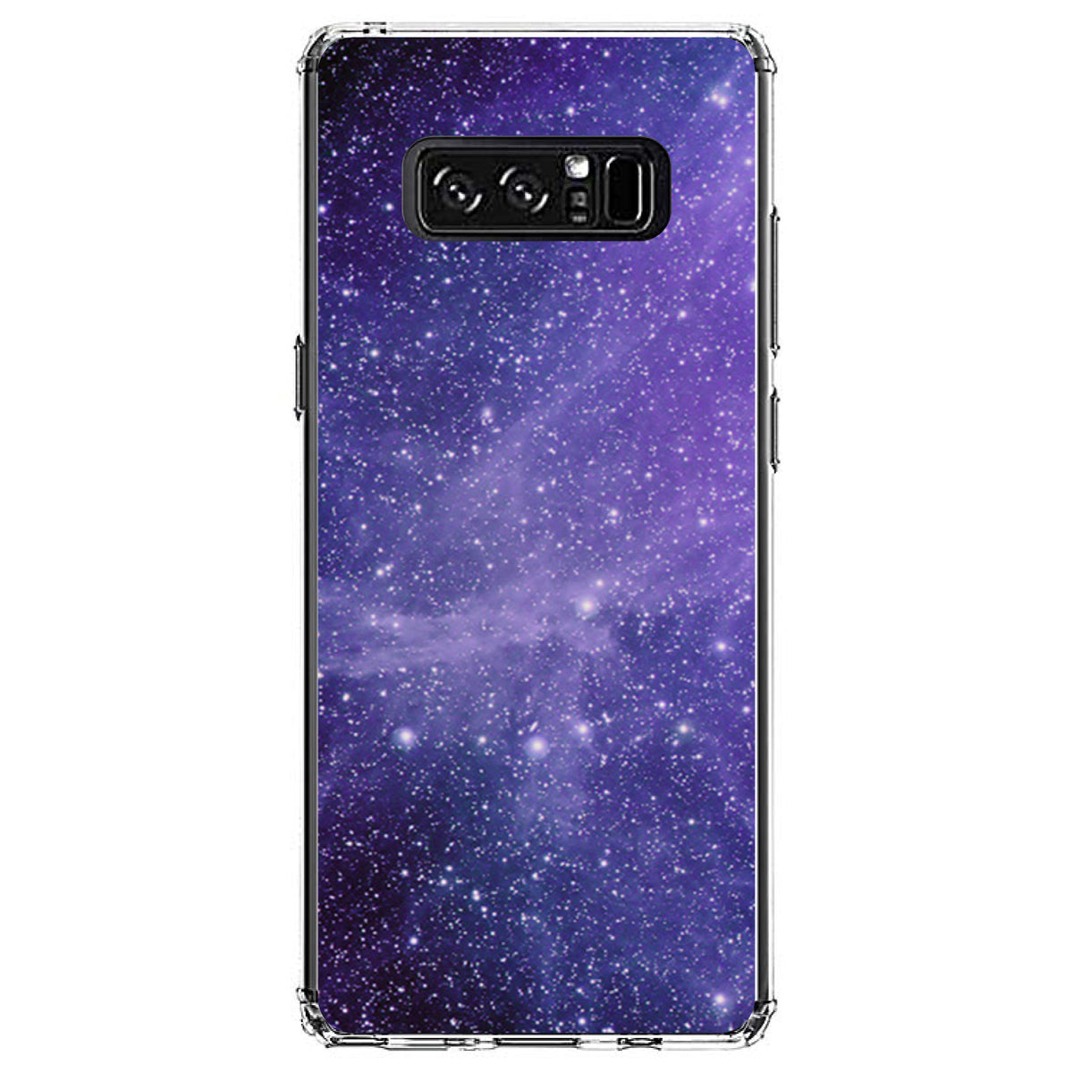 Purple Black White Stars Nebula Clear Shockproof iPhone Case, view 12