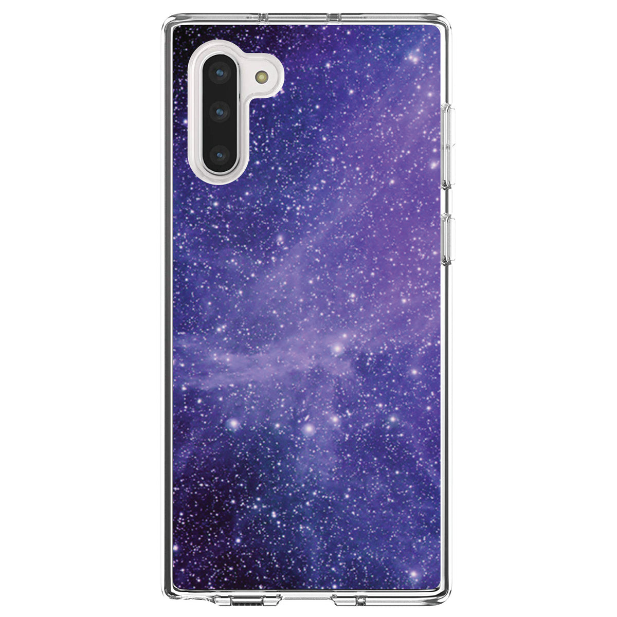 Purple Black White Stars Nebula Clear Shockproof iPhone Case, view 9