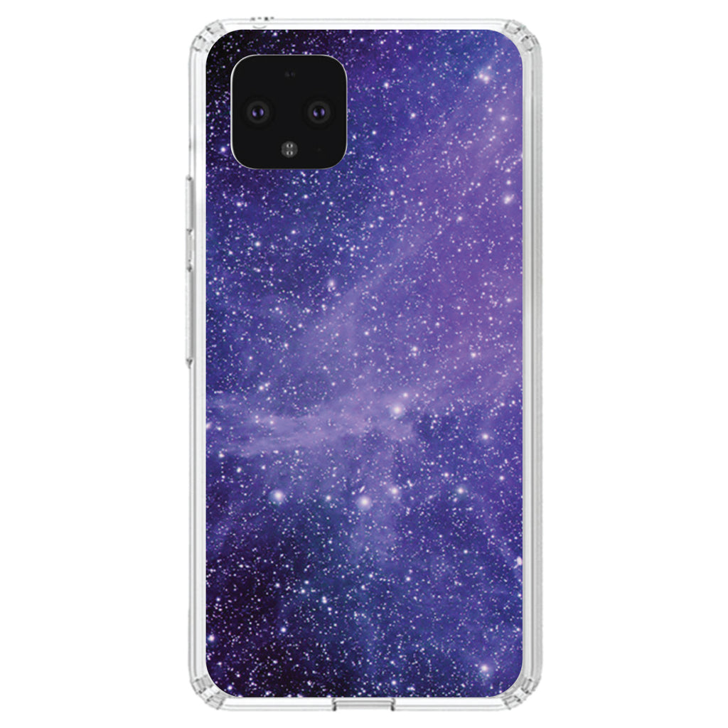Purple Black White Stars Nebula Clear Shockproof iPhone Case, view 24