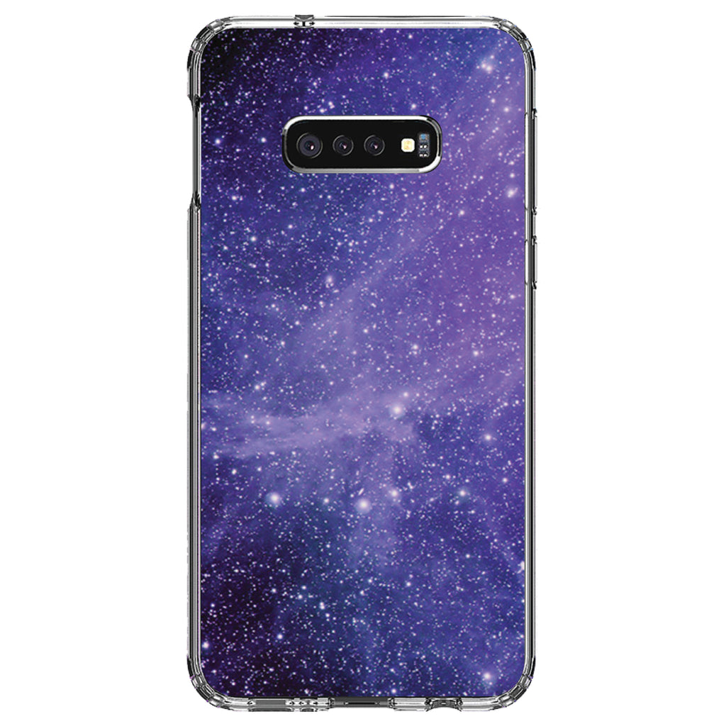 Purple Black White Stars Nebula Clear Shockproof iPhone Case, view 18