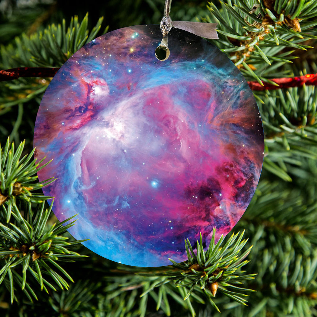 Purple Blue Black Orion Nebula Ceramic Ornament, view 2