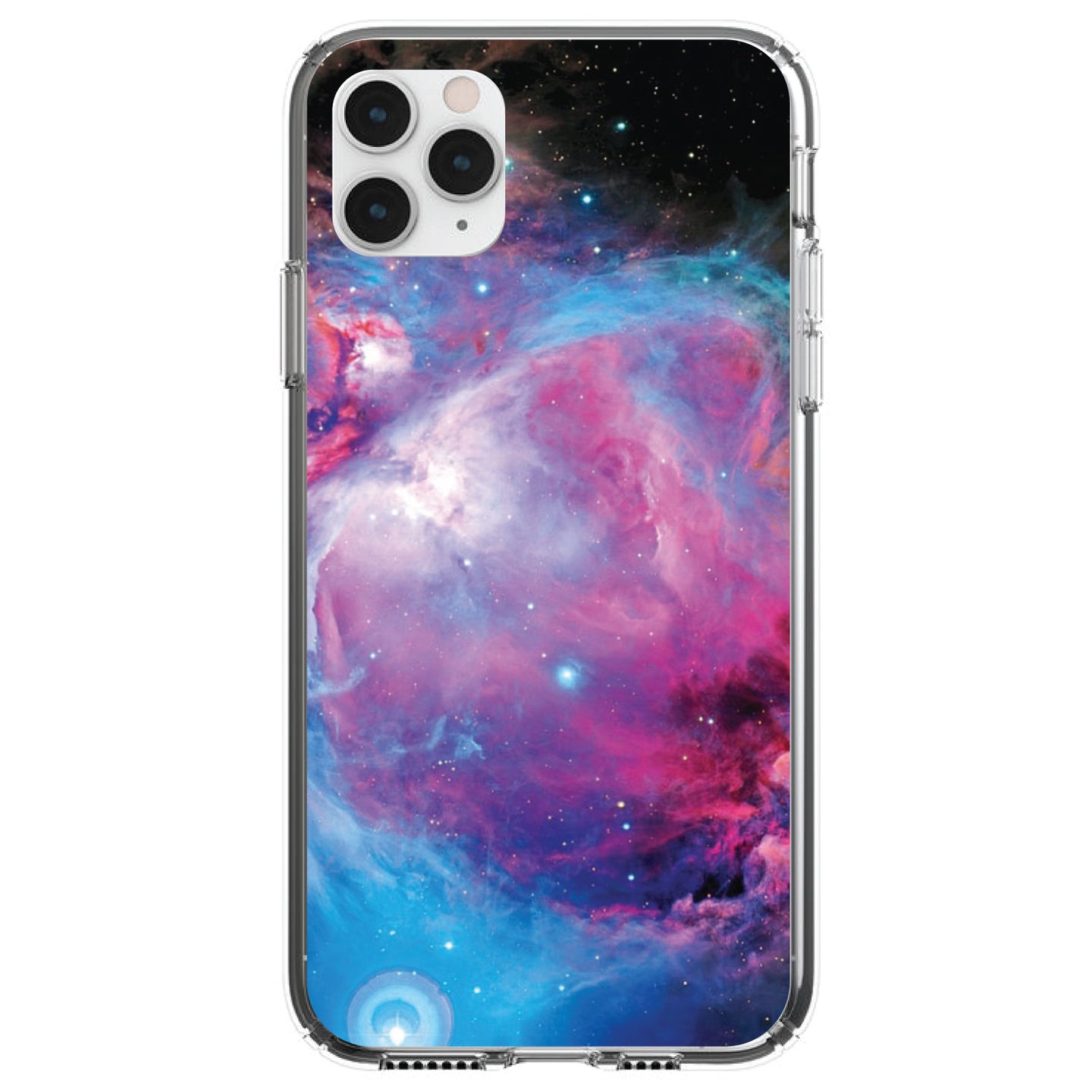 DistinctInk® Clear Shockproof Hybrid Case for Apple iPhone / Samsung Galaxy / Google Pixel - Purple Blue Black Orion Nebula