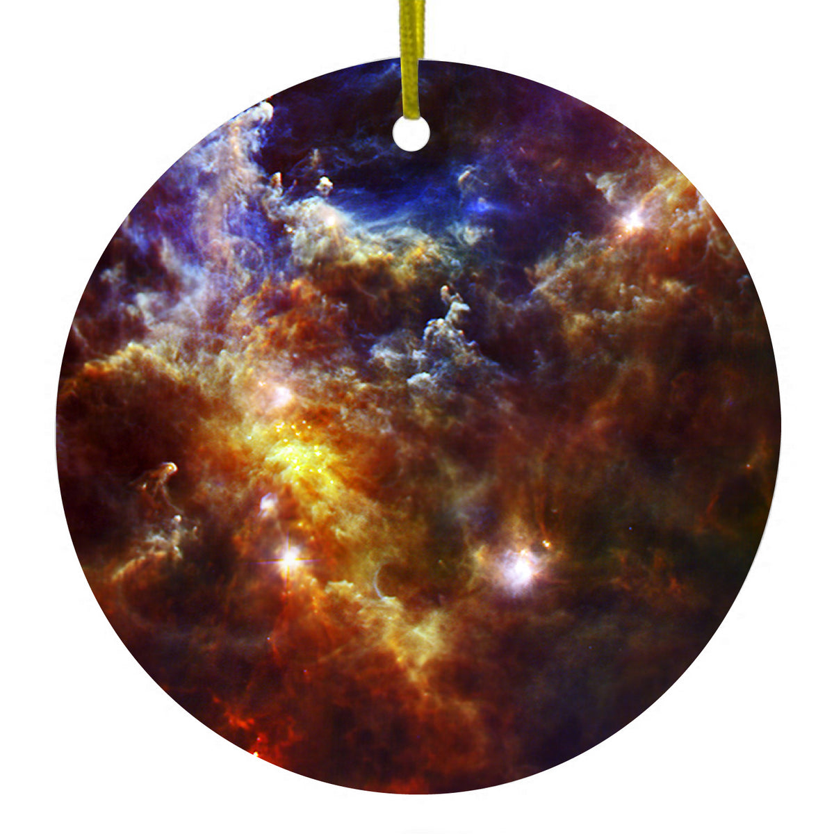Red Yellow Blue Rosette Nebula Ceramic Ornament