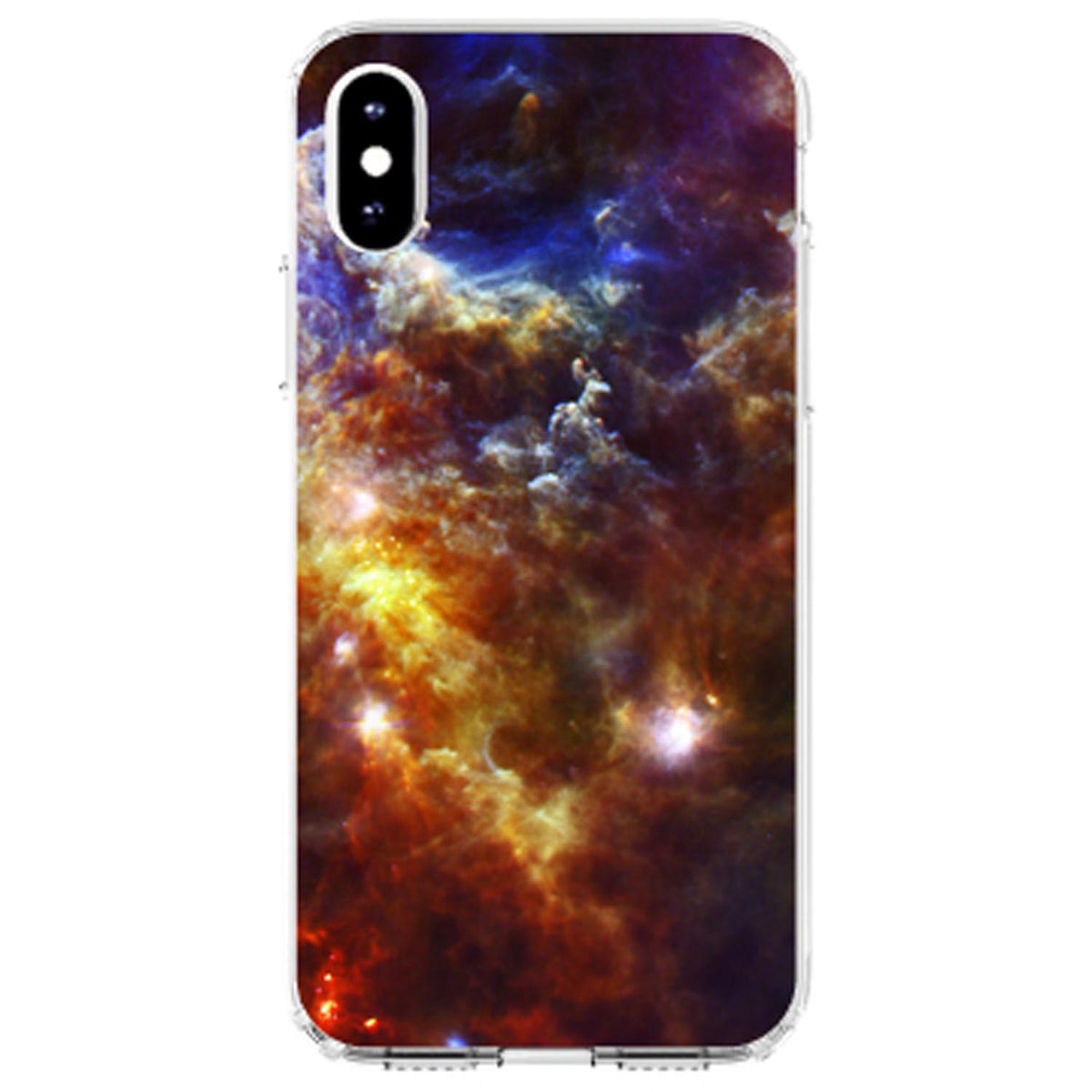 Red Yellow Blue Rosette Nebula Clear Shockproof iPhone Case, view 3
