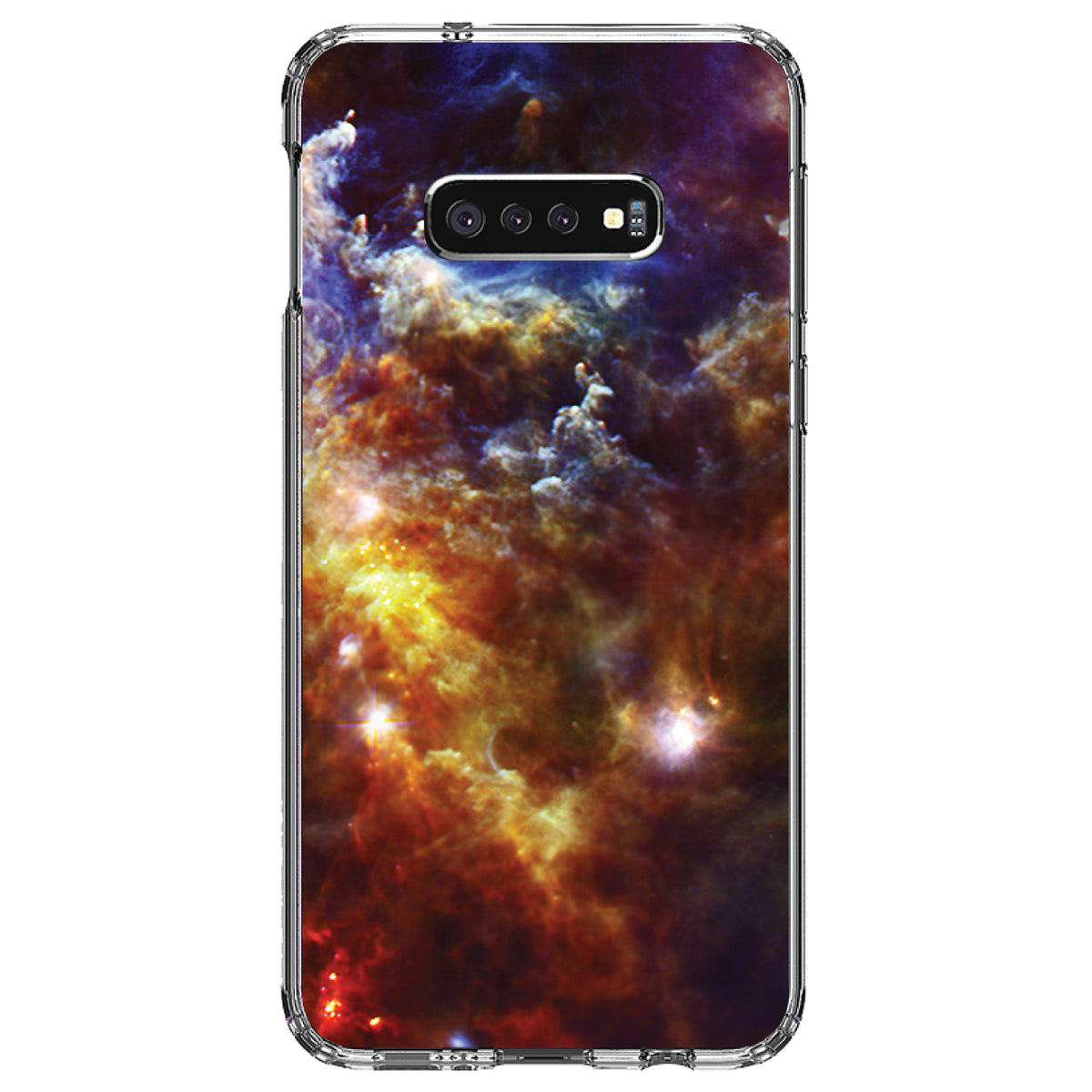 Red Yellow Blue Rosette Nebula Clear Shockproof iPhone Case, view 18