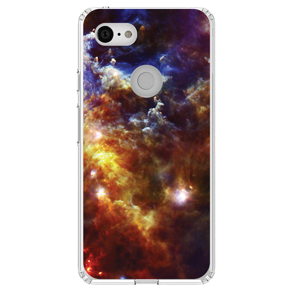 Red Yellow Blue Rosette Nebula Clear Shockproof iPhone Case, view 22