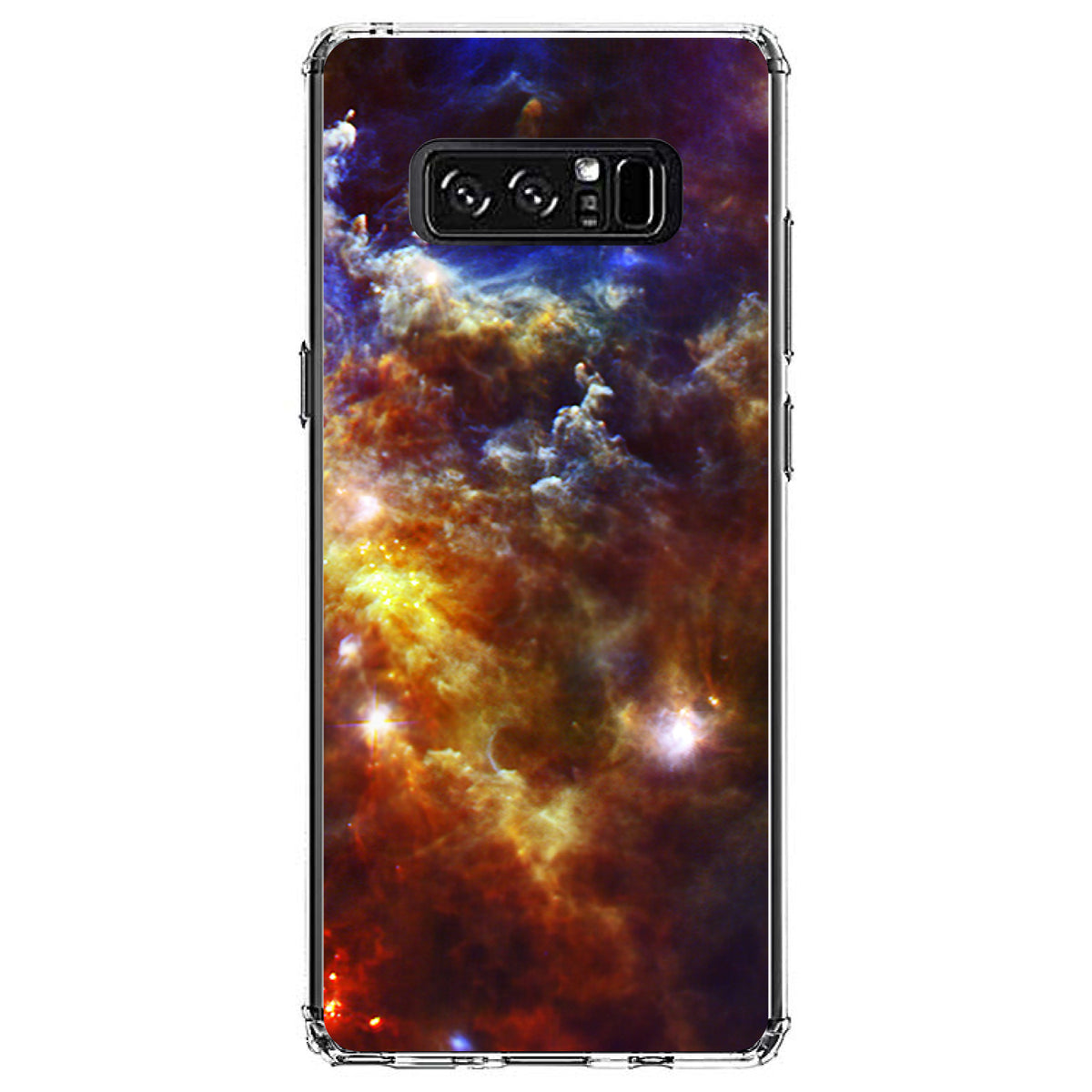 Red Yellow Blue Rosette Nebula Clear Shockproof iPhone Case, view 12