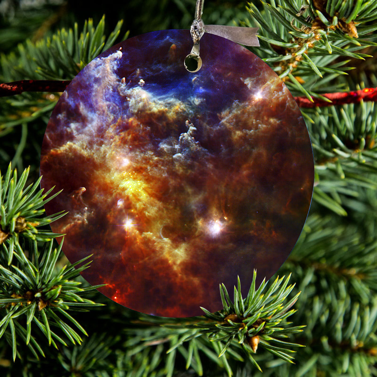 Red Yellow Blue Rosette Nebula Ceramic Ornament, view 2