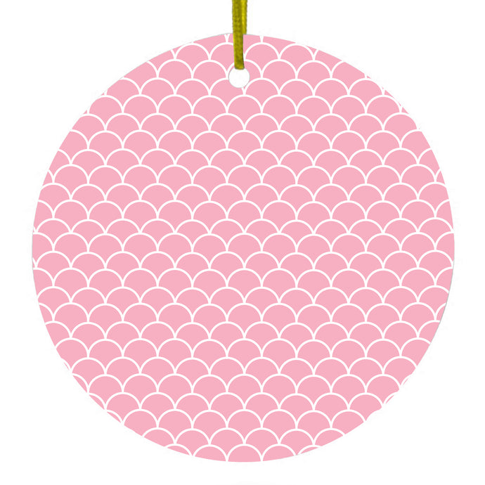 Light Pink Scalloped Pattern Ceramic Ornament