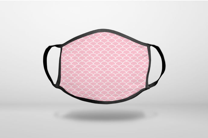 Light Pink Scalloped Pattern - 3-Ply Reusable Soft Face Mask Covering, Unisex, Cotton Inner Layer