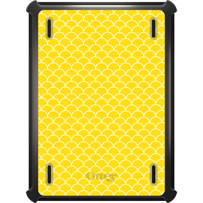 DistinctInk™ OtterBox Defender Series Case for Apple iPad / iPad Pro / iPad Air / iPad Mini - Yellow White Scalloped Pattern