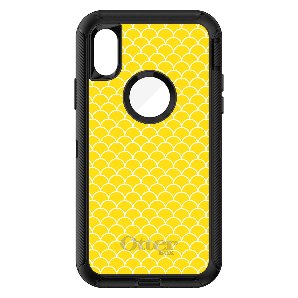 Yellow White Scalloped Pattern OtterBox Defender Case for iPhone & Galaxy, view 3