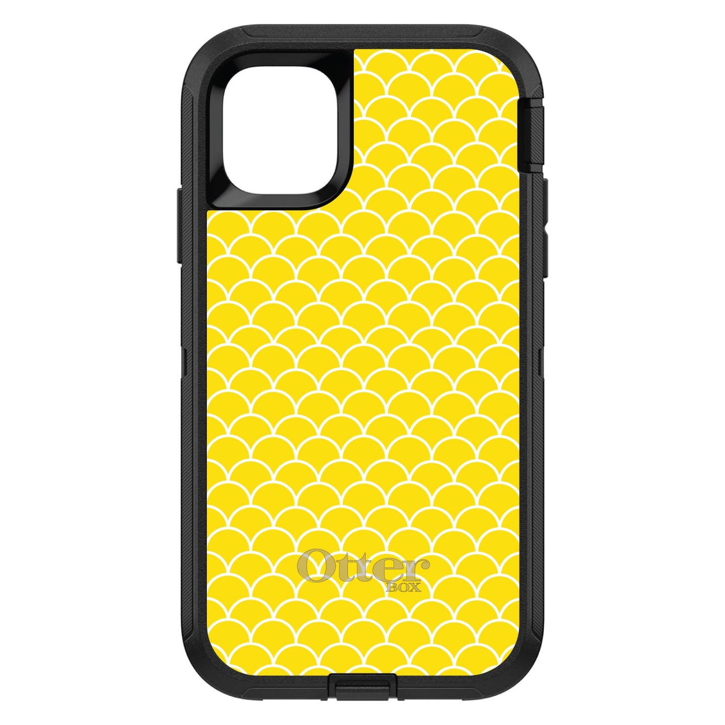 DistinctInk™ OtterBox Defender Series Case for Apple iPhone / Samsung Galaxy / Google Pixel - Yellow White Scalloped Pattern