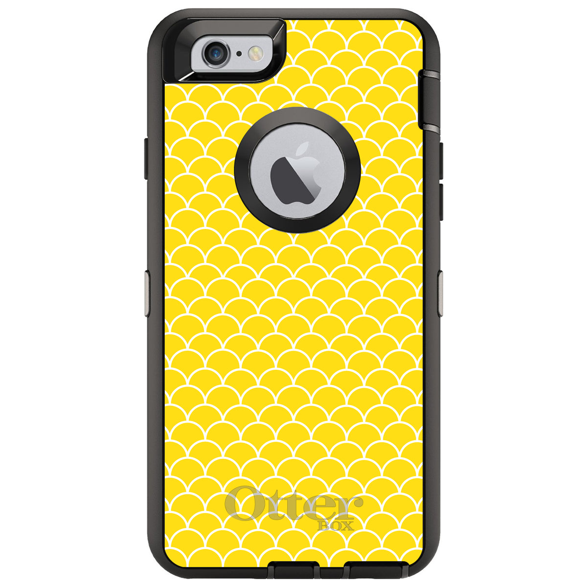 Yellow White Scalloped Pattern OtterBox Defender Case for iPhone & Galaxy, view 4