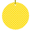 Yellow White Scalloped Pattern Ceramic Ornament